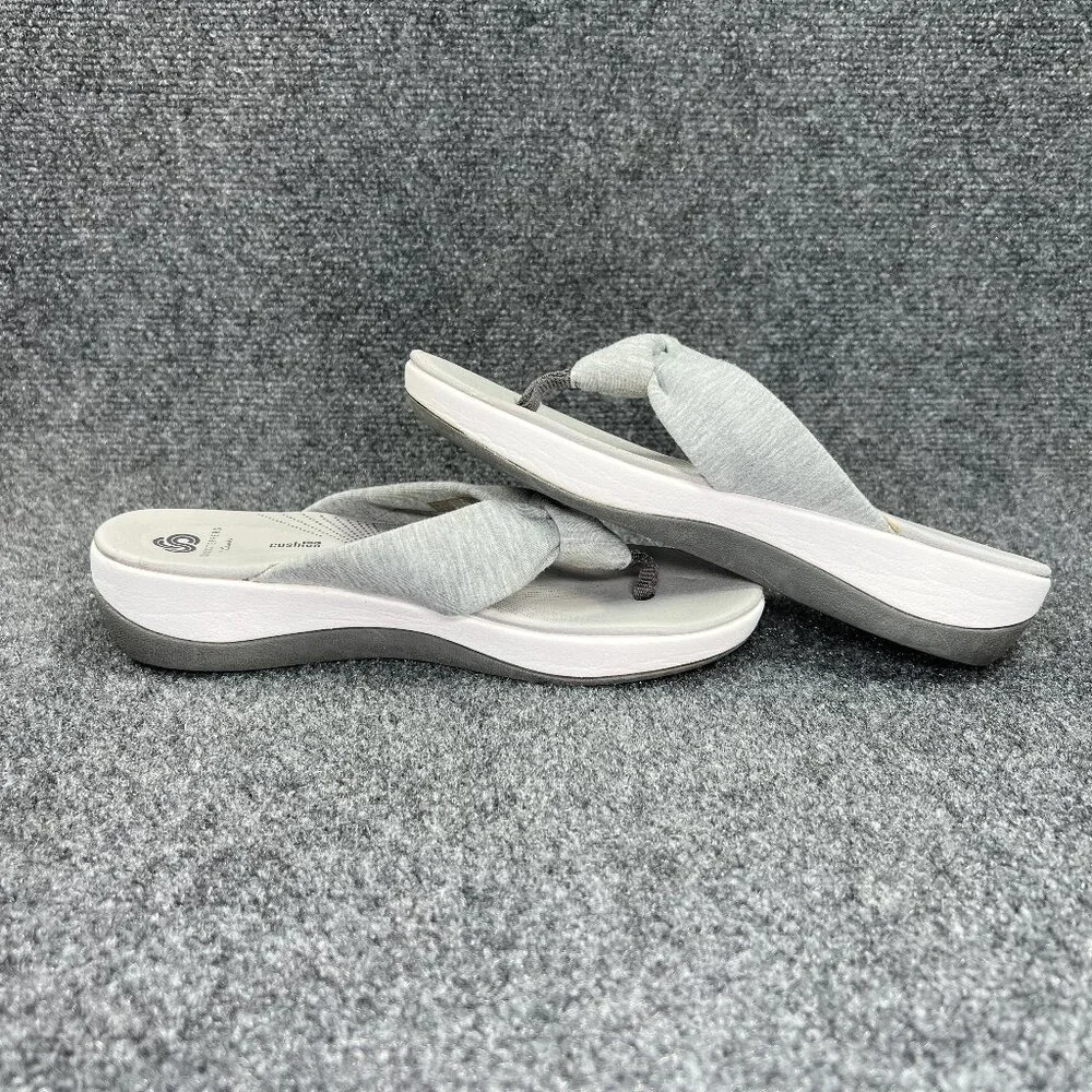 Clarks Cloudsteppers Sandals Women's 8 Grey Comfort Casual Toe Post‎ Flip Flops